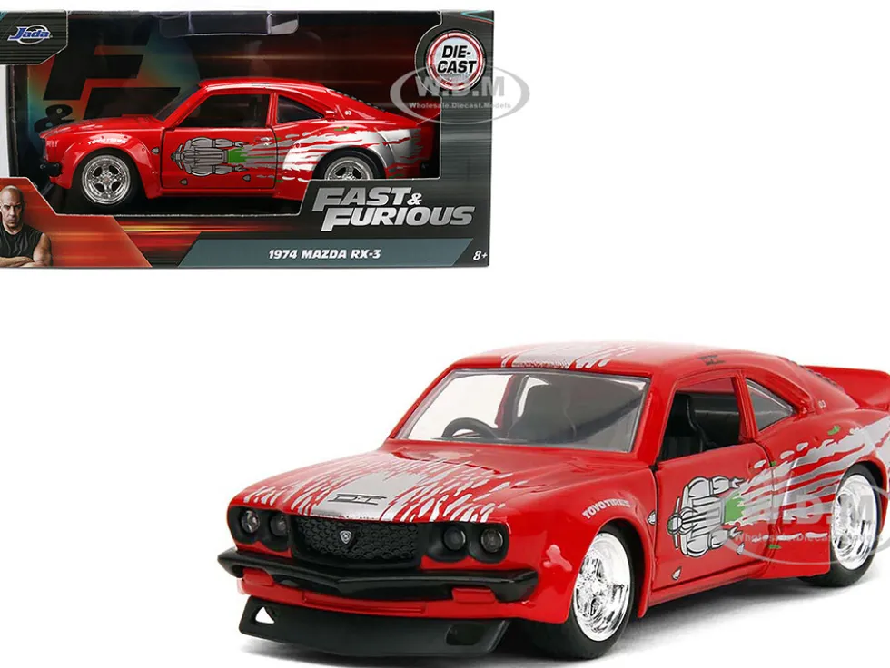1974 Mazda RX-3 Red with Graphics "Fast & Furious" Series 1/32 Diecast Model Car by Jada