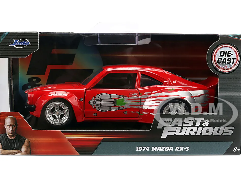 1974 Mazda RX-3 Red with Graphics "Fast & Furious" Series 1/32 Diecast Model Car by Jada
