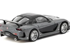 Mazda RX-7 "VeilSide Fortune7" RHD (Right Hand Drive) Gray Metallic and Black "Global64" Series 1/64 Diecast Model Car by Tarmac Works