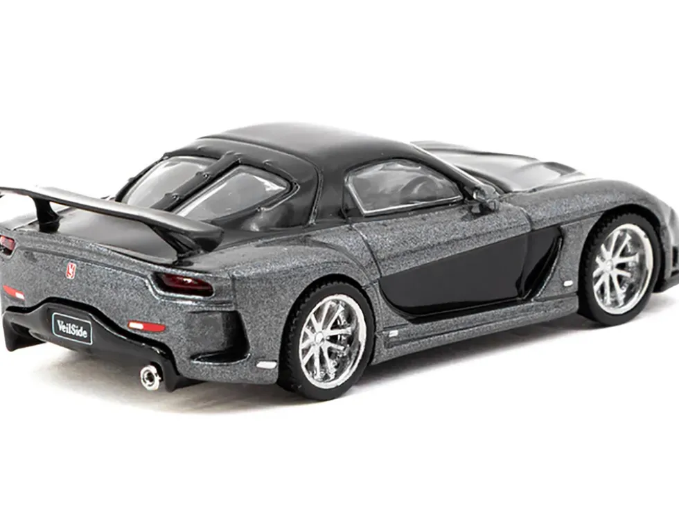 Mazda RX-7 "VeilSide Fortune7" RHD (Right Hand Drive) Gray Metallic and Black "Global64" Series 1/64 Diecast Model Car by Tarmac Works