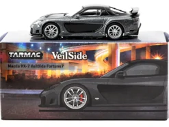 Mazda RX-7 "VeilSide Fortune7" RHD (Right Hand Drive) Gray Metallic and Black "Global64" Series 1/64 Diecast Model Car by Tarmac Works