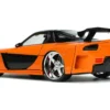 1995 Mazda RX-7 Widebody RHD Right Hand Drive Orange Metallic Black Han Diecast Figurine The Fast and the Furious Tokyo Drift 2006 Movie 1/24 Diecast Model Car Jada 33174