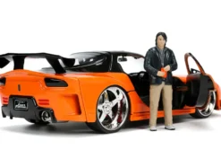 1995 Mazda RX-7 Widebody RHD Right Hand Drive Orange Metallic Black Han Diecast Figurine The Fast and the Furious Tokyo Drift 2006 Movie 1/24 Diecast Model Car Jada 33174