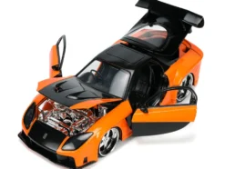 1995 Mazda RX-7 Widebody RHD Right Hand Drive Orange Metallic Black Han Diecast Figurine The Fast and the Furious Tokyo Drift 2006 Movie 1/24 Diecast Model Car Jada 33174