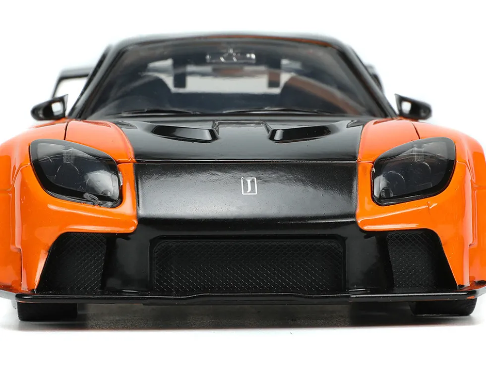 1995 Mazda RX-7 Widebody RHD Right Hand Drive Orange Metallic Black Han Diecast Figurine The Fast and the Furious Tokyo Drift 2006 Movie 1/24 Diecast Model Car Jada 33174