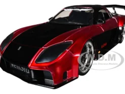 1995 Mazda RX-7 Widebody RHD (Right Hand Drive) "VeilSide" Black and Red Metallic "JDM Tuners" Series 1/24 Diecast Model Car by Jada
