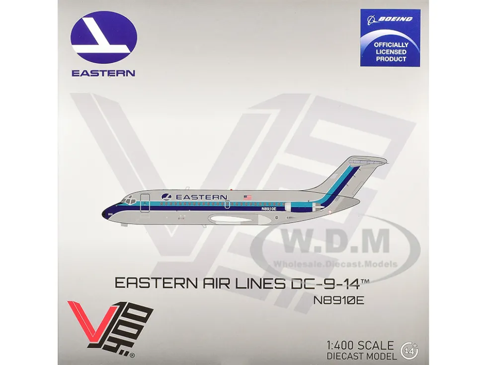McDonnell Douglas DC-9-14 Commercial Aircraft "Eastern Air Lines" (N8910E) Silver with Blue Stripes 1/400 Diecast Model Airplane by V1:400