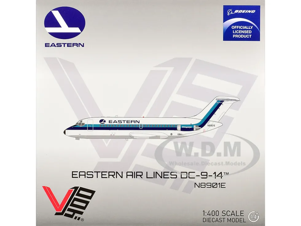 McDonnell Douglas DC-9-14 Commercial Aircraft "Eastern Air Lines" (N8901E) White with Blue Stripes 1/400 Diecast Model Airplane by V1:400
