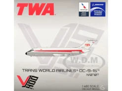 McDonnell Douglas DC-9-15 Commercial Aircraft "Trans World Airlines" (N1070T) White with Red Stripes 1/400 Diecast Model Airplane by V1:400