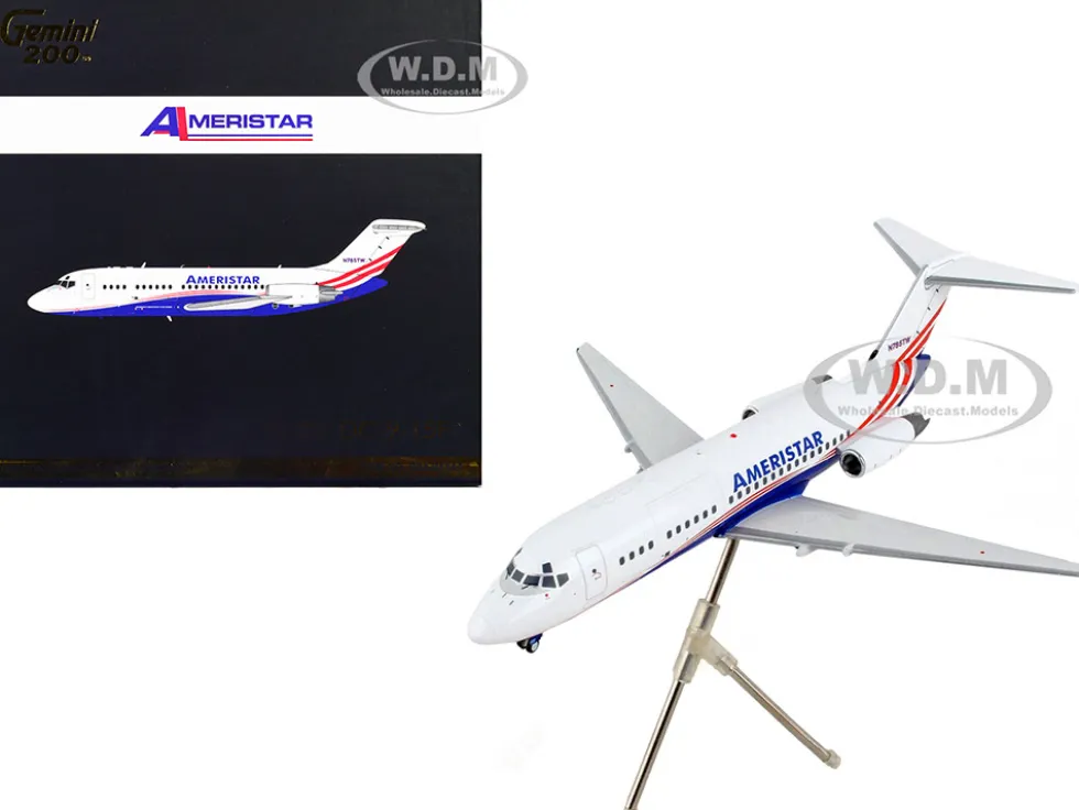 McDonnell Douglas DC 9 15F Commercial Aircraft Ameristar Air Cargo White with Blue and Red Stripes Gemini 200 Series 1/200 Diecast Model Airplane GeminiJets G2AJI1147
