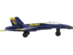 McDonnell Douglas F A 18A Hornet Fighter Aircraft Blue United States Navy Blue Angels #2 with Runway Section Diecast Model Airplane Runway24 RW090