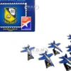 McDonnell Douglas F A 18 Hornet Aircraft Blue Angels United States Navy 6 piece Gift Set 1/150 Diecast Model Airplanes Postage Stamp PSBA001