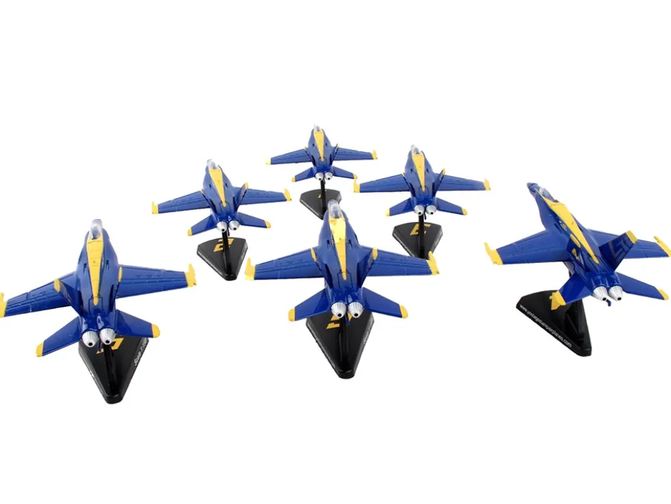 McDonnell Douglas F A 18 Hornet Aircraft Blue Angels United States Navy 6 piece Gift Set 1/150 Diecast Model Airplanes Postage Stamp PSBA001