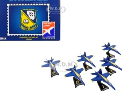 McDonnell Douglas F A 18 Hornet Aircraft Blue Angels United States Navy 6 piece Gift Set 1/150 Diecast Model Airplanes Postage Stamp PSBA001