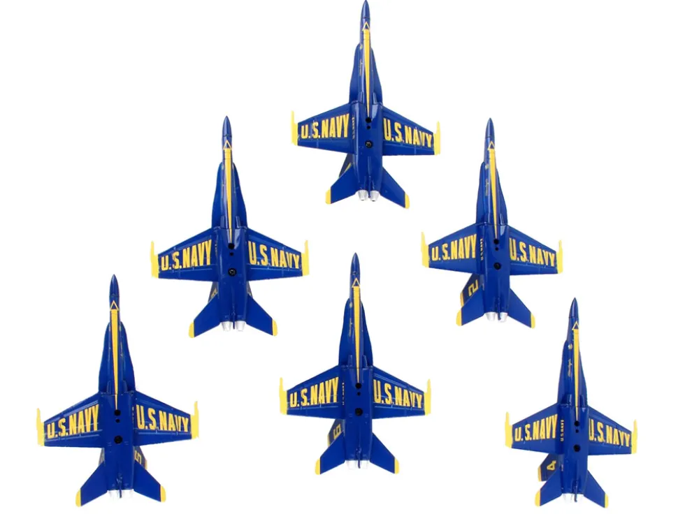 McDonnell Douglas F A 18 Hornet Aircraft Blue Angels United States Navy 6 piece Gift Set 1/150 Diecast Model Airplanes Postage Stamp PSBA001