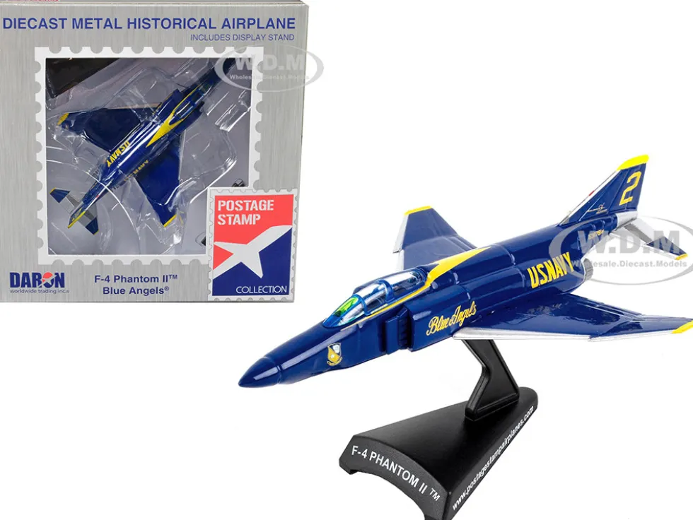 McDonnell Douglas F 4B Phantom II Fighter Aircraft Blue Angels United States Navy 1/155 Diecast Model Airplane Postage Stamp PS5384-5