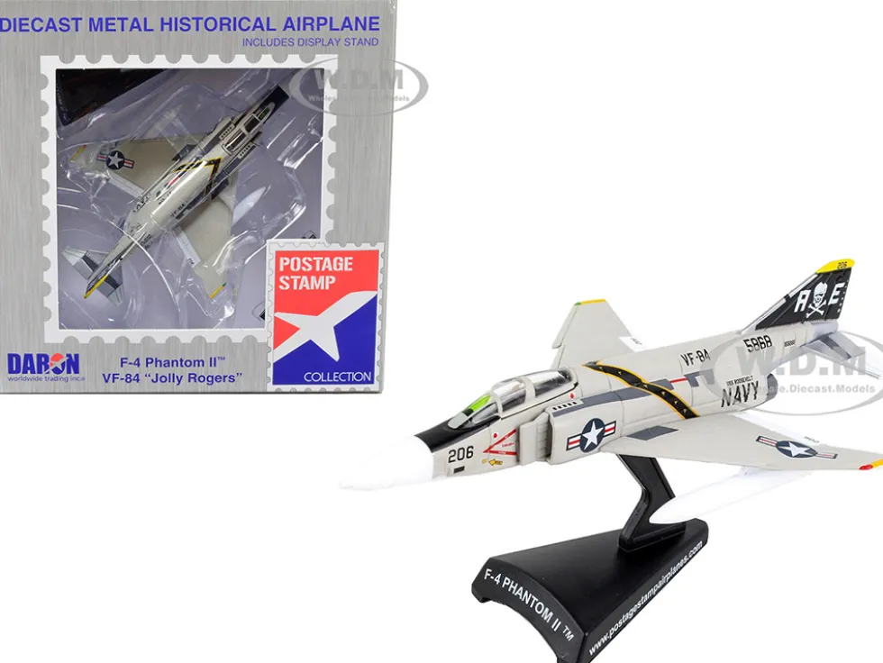 McDonnell Douglas F 4B Phantom II Fighter Aircraft VFA 84 Jolly Rogers United States Navy 1/155 Diecast Model Airplane Postage Stamp PS5384-4
