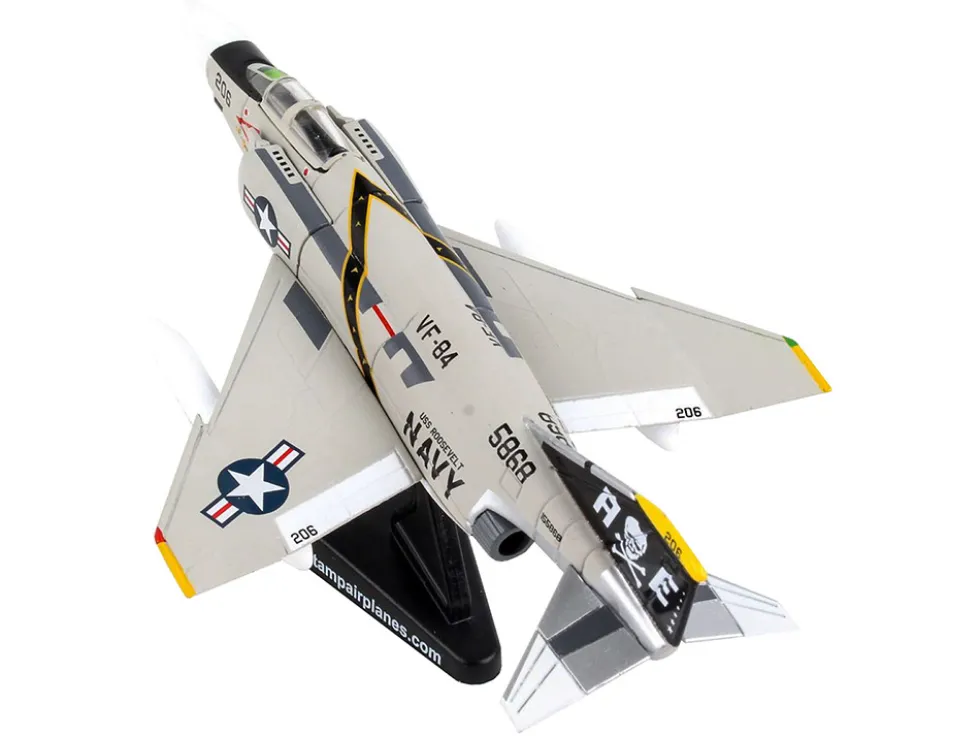McDonnell Douglas F 4B Phantom II Fighter Aircraft VFA 84 Jolly Rogers United States Navy 1/155 Diecast Model Airplane Postage Stamp PS5384-4