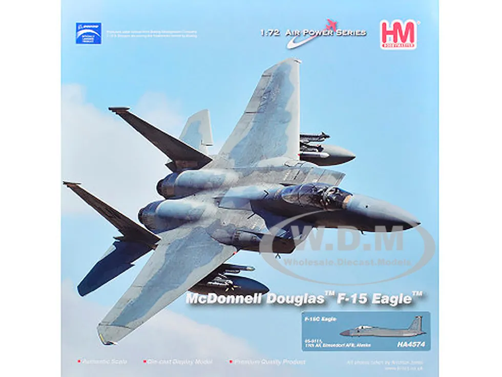 McDonnell Douglas F-15C Eagle Fighter Aircraft "85-0111, 11th Air Force, Elmendorf Air Force Base, Alaska" United States Air Force "Air Power Series" 1/72 Diecast Model by Hobby Master