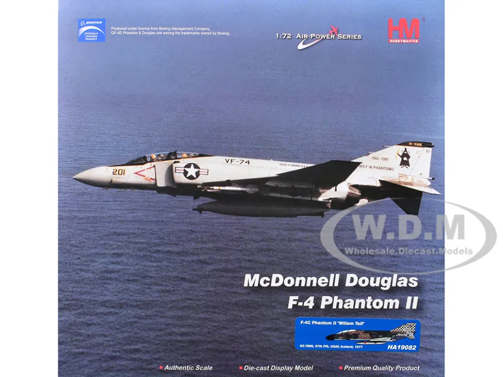 McDonnell Douglas F-4C Phantom II Fighter-Bomber Aircraft "63-7666, William Tell, 57th FIS, Keflavik Airport, Iceland" (1977) United States Air Force "Air Power Series" 1/72 Diecast Model by Hobby Master