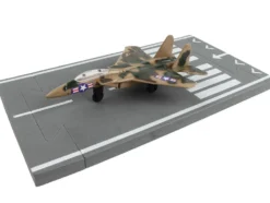 McDonnell Douglas F 15 Eagle Fighter Aircraft Desert Camouflage United States Air Force with Runway Section Diecast Model Airplane Runway24 RW120