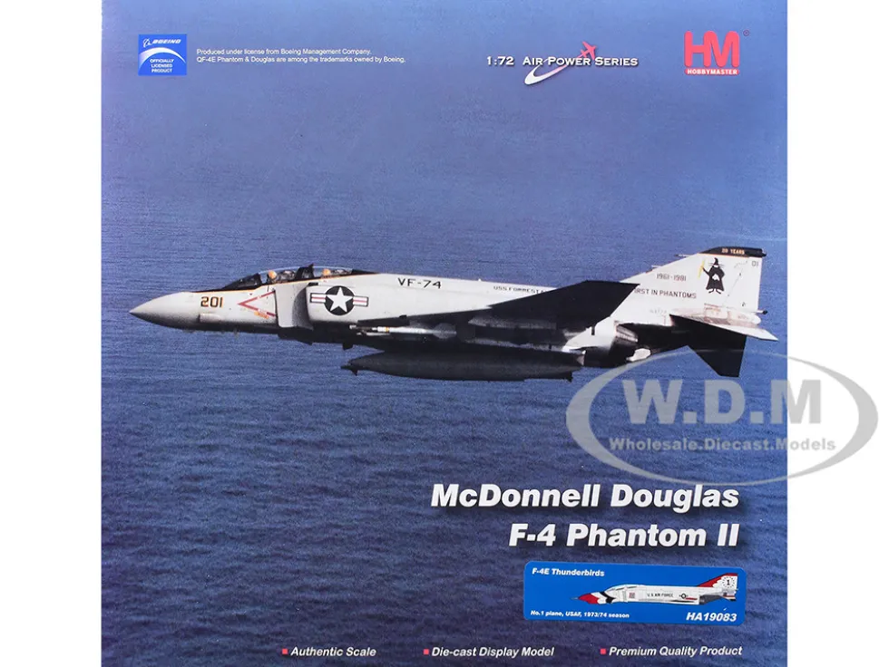 McDonnell Douglas F-4E Phantom II Fighter-Bomber Aircraft "Thunderbirds No.1 Plane, 1973/74 Season" United States Air Force "Air Power Series" 1/72 Diecast Model by Hobby Master