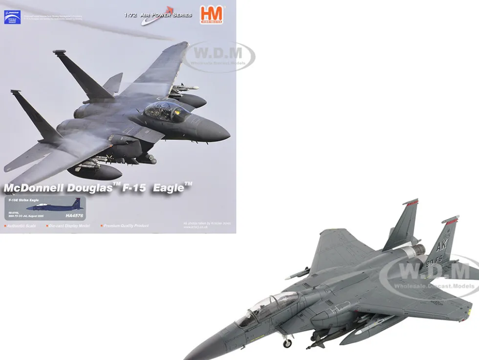 McDonnell Douglas F-15E Strike Eagle Fighter Aircraft "88-0705, 90th Fighter Squadron Commanding Officer's Jet" (2005) United States Air Force "Air Power Series" 1/72 Diecast Model by Hobby Master