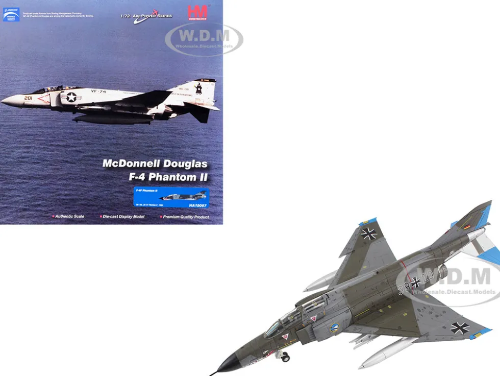 McDonnell Douglas F-4F Phantom II Fighter-Bomber Aircraft "Jagdgeschwader 74 (JG 74), Molders" (1982) German Luftwaffe "Air Power Series" 1/72 Diecast Model by Hobby Master