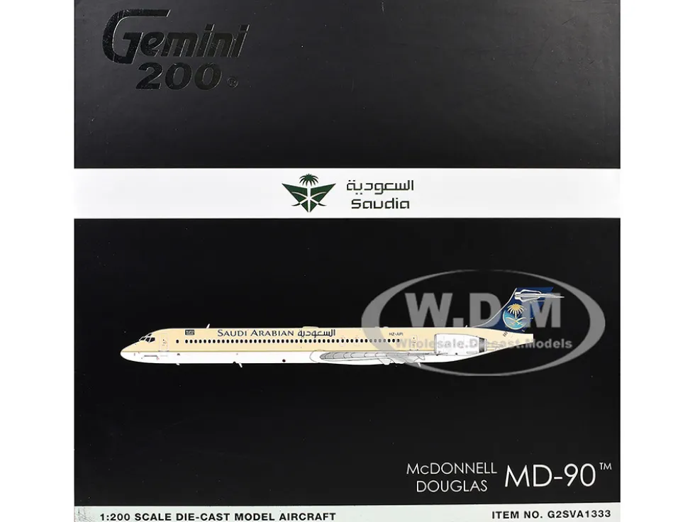 McDonnell Douglas MD-90 Commercial Aircraft "Saudia Airlines" (HZ-API) Beige with Blue Tail "Gemini 200" Series 1/200 Diecast Model Airplane by GeminiJets