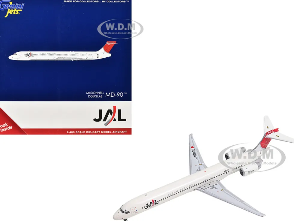 McDonnell Douglas MD-90 Commercial Aircraft "Japan Airines" (JA002D) White with Red Tail 1/400 Diecast Model Airplane by GeminiJets