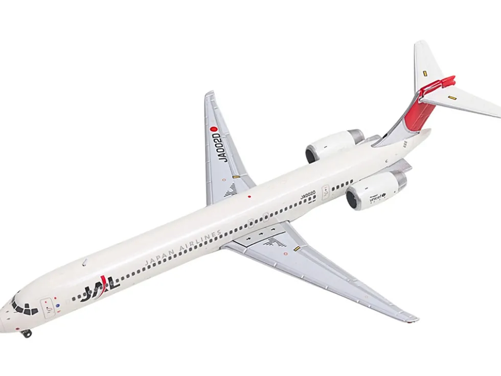 McDonnell Douglas MD-90 Commercial Aircraft "Japan Airines" (JA002D) White with Red Tail 1/400 Diecast Model Airplane by GeminiJets