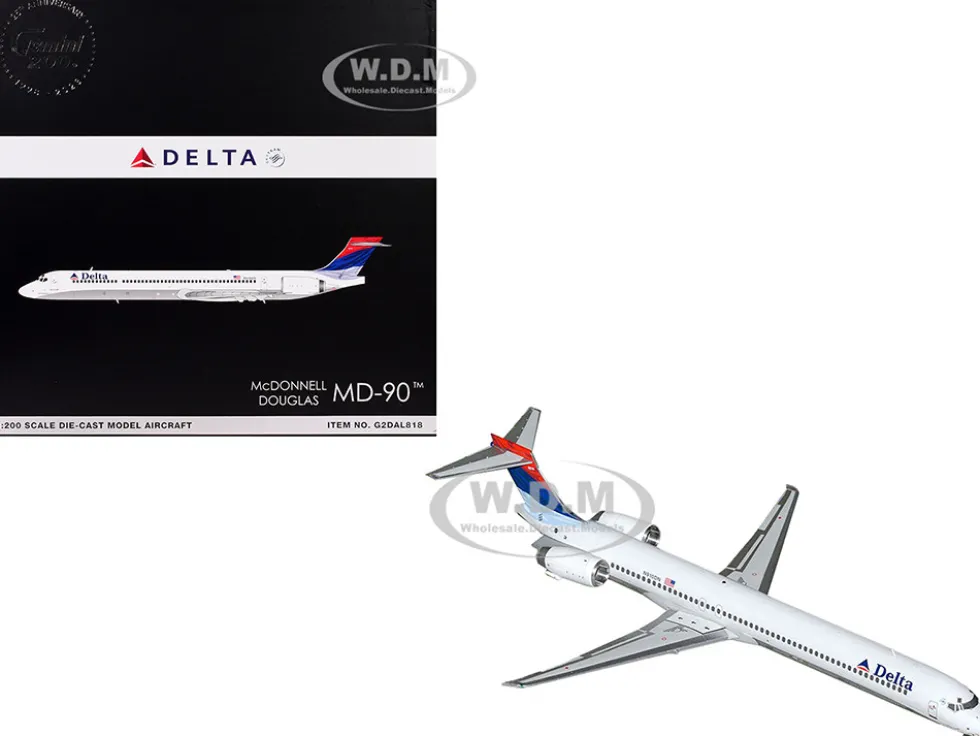 McDonnell Douglas MD-90 Commercial Aircraft "Delta Air Lines" (N910DN) White with Blue and Red Tail "Gemini 200" Series 1/200 Diecast Model Airplane by GeminiJets