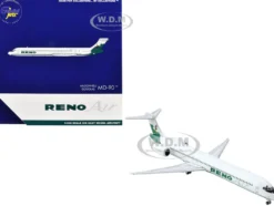 McDonnell Douglas MD-90 Commercial Aircraft "Reno Air" (N905RA) White with Green Tail 1/400 Diecast Model Airplane by GeminiJets