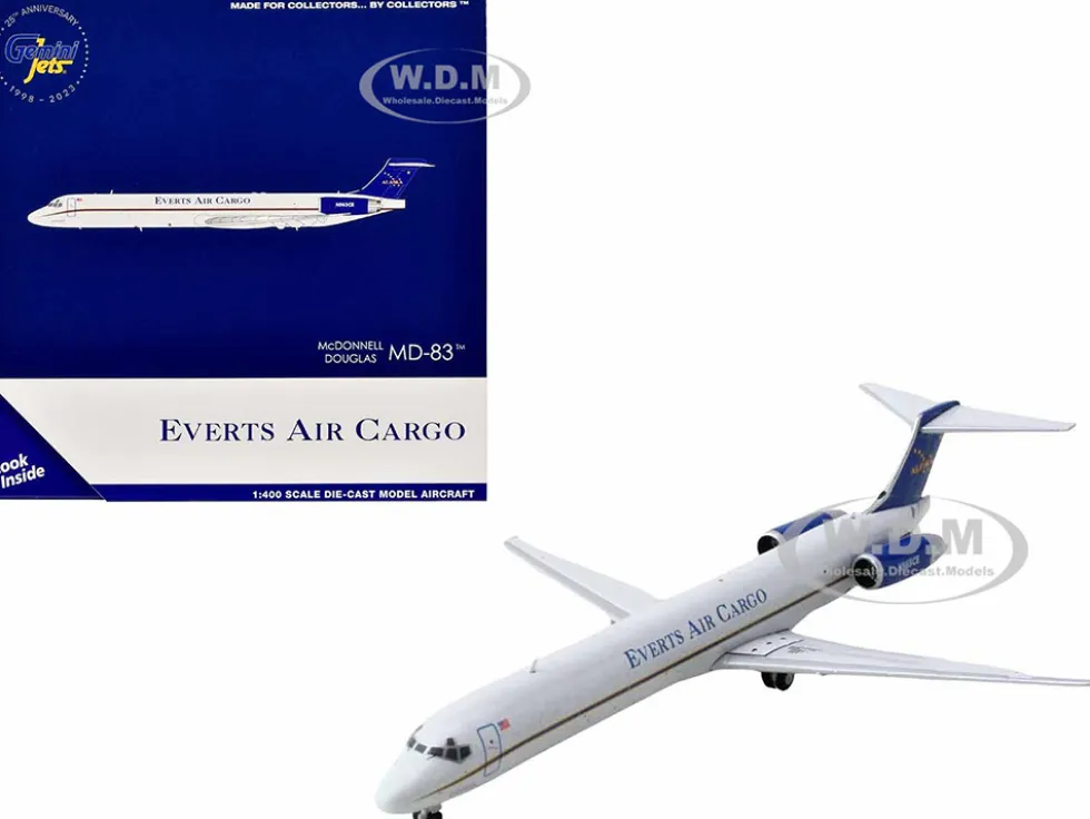 McDonnell Douglas MD-83 Commercial Aircraft "Everts Air Cargo" (N965CE) White with Blue Tail 1/400 Diecast Model Airplane by GeminiJets
