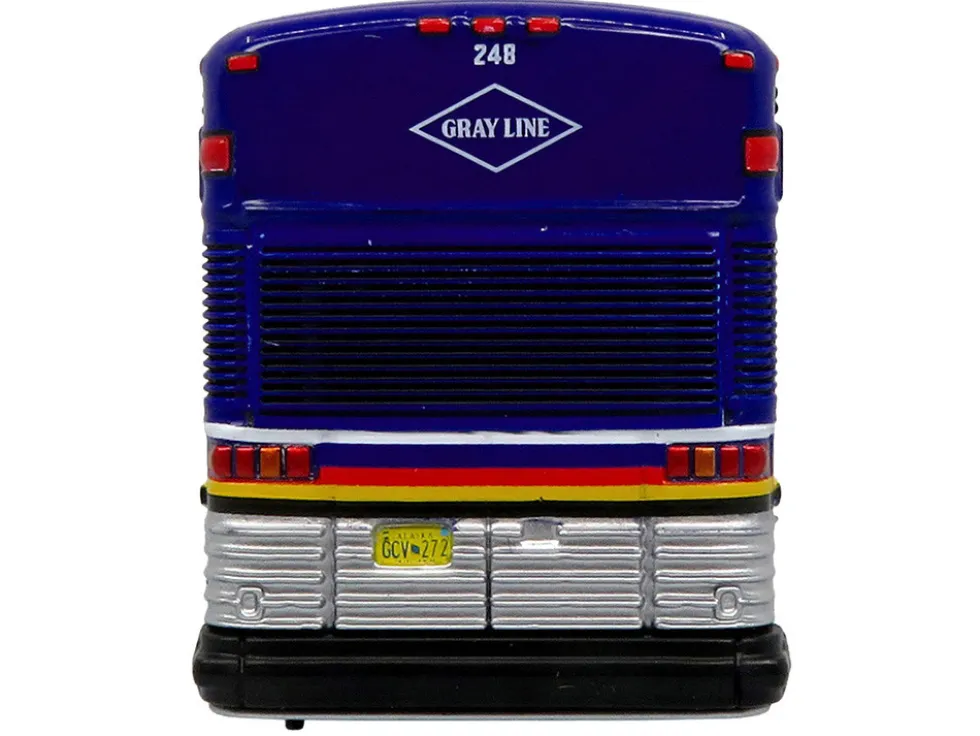 2001 MCI D4000 Coach Bus "Gray Line of Alaska" Dark Blue with Stripes "Vintage Bus & Motorcoach Collection" Limited Edition to 504 pieces Worldwide 1/87 (HO) Diecast Model by Iconic Replicas