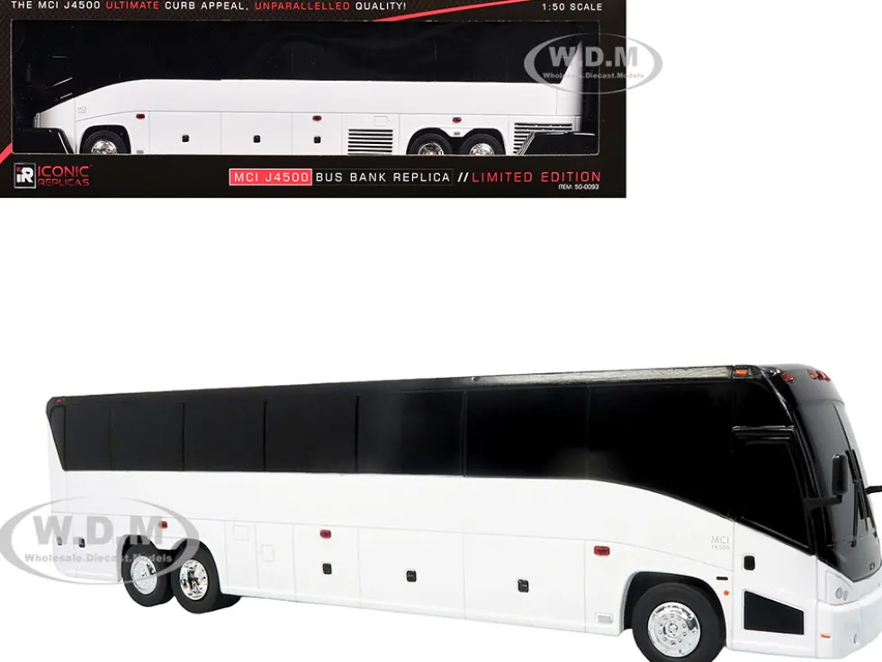 MCI J4500 Coach Bus Bank White Limited Edition 1/50 Model by Iconic Replicas