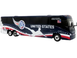 MCI J4500 Coach Bus "United States National Soccer Team" Dark Blue with Graphics "International Federation of the Global Game" Series Limited Edition to 504 pieces Worldwide 1/87 (HO) Diecast Model by Iconic Replicas