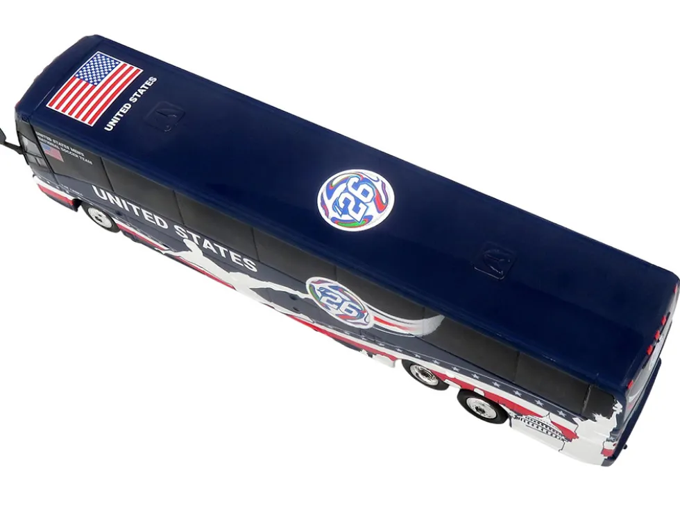 MCI J4500 Coach Bus "United States National Soccer Team" Dark Blue with Graphics "International Federation of the Global Game" Series Limited Edition to 504 pieces Worldwide 1/87 (HO) Diecast Model by Iconic Replicas