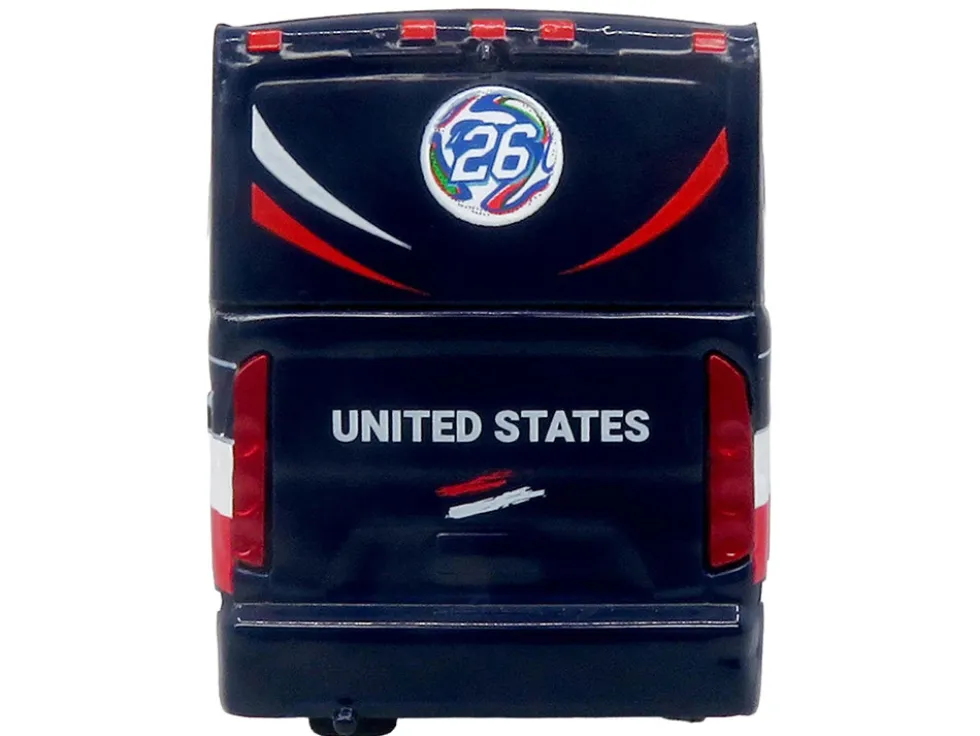 MCI J4500 Coach Bus "United States National Soccer Team" Dark Blue with Graphics "International Federation of the Global Game" Series Limited Edition to 504 pieces Worldwide 1/87 (HO) Diecast Model by Iconic Replicas