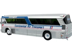 1964 MCI MC-5A Coach Bus "Continental Air Transport" Silver with Blue Stripes "Vintage Bus & Motorcoach Collection" Limited Edition to 504 pieces Worldwide 1/87 (HO) Diecast Model by Iconic Replicas