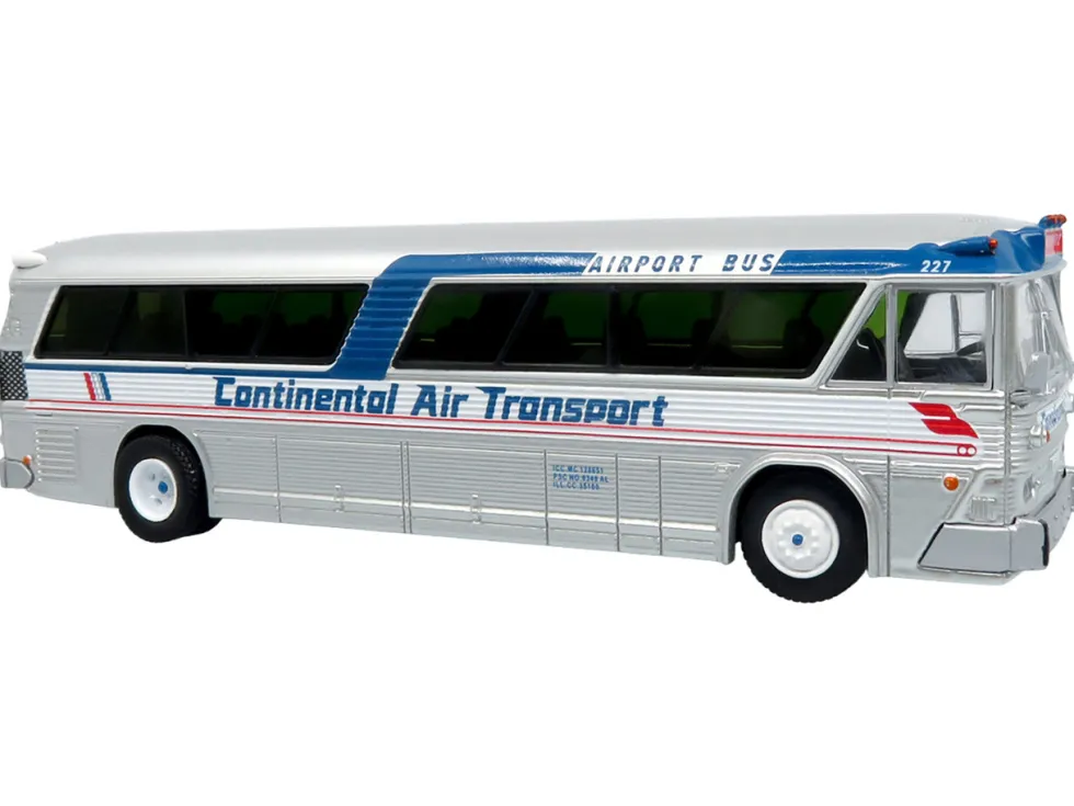 1964 MCI MC-5A Coach Bus "Continental Air Transport" Silver with Blue Stripes "Vintage Bus & Motorcoach Collection" Limited Edition to 504 pieces Worldwide 1/87 (HO) Diecast Model by Iconic Replicas