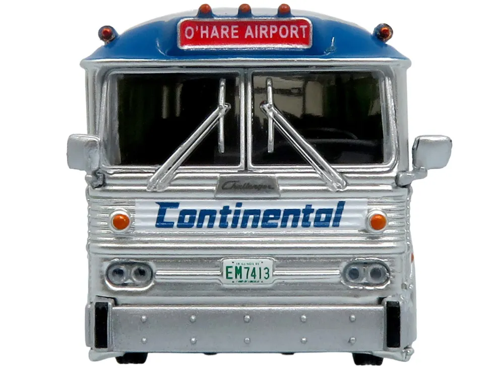 1964 MCI MC-5A Coach Bus "Continental Air Transport" Silver with Blue Stripes "Vintage Bus & Motorcoach Collection" Limited Edition to 504 pieces Worldwide 1/87 (HO) Diecast Model by Iconic Replicas