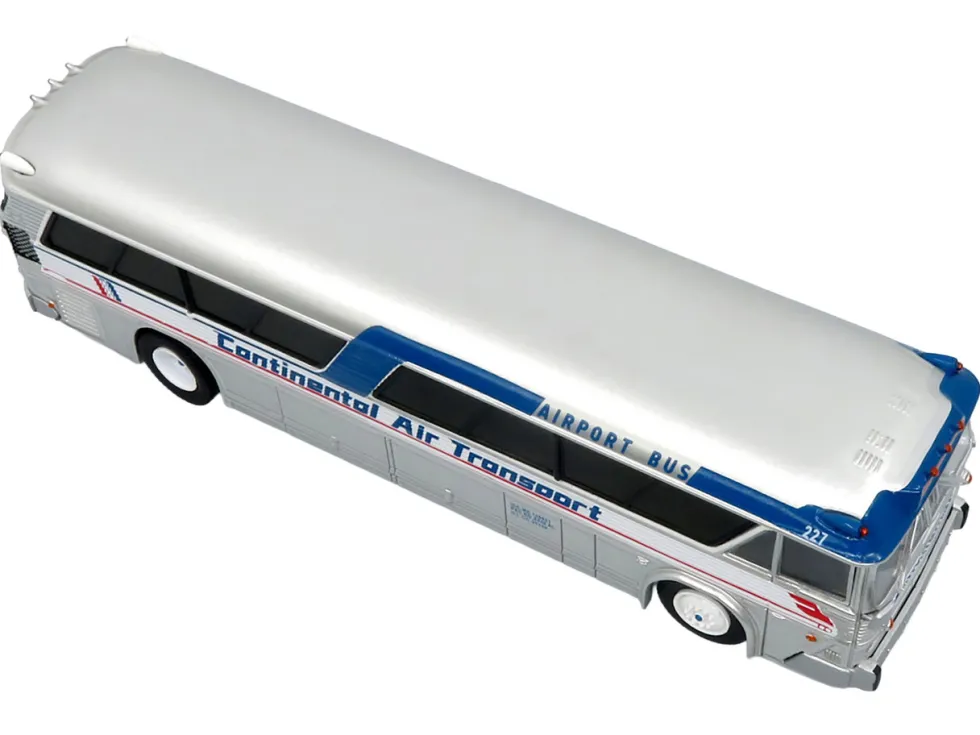 1964 MCI MC-5A Coach Bus "Continental Air Transport" Silver with Blue Stripes "Vintage Bus & Motorcoach Collection" Limited Edition to 504 pieces Worldwide 1/87 (HO) Diecast Model by Iconic Replicas