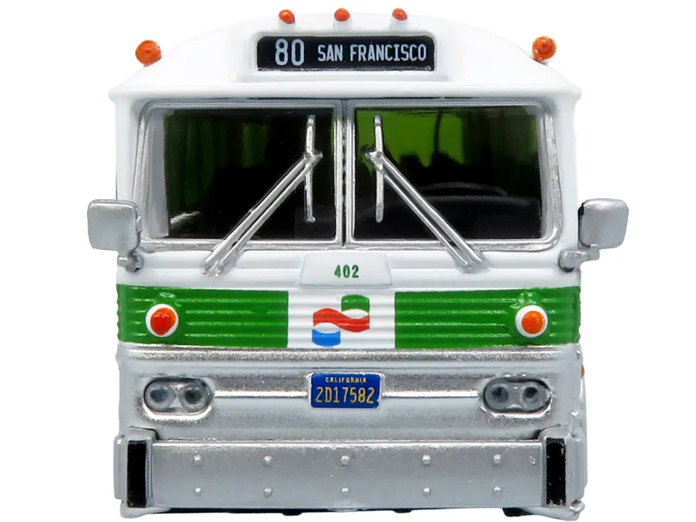 1964 MCI MC-5A Coach Bus "Golden Gate Transit" White with Green Stripes "Vintage Bus & Motorcoach Collection" Limited Edition to 504 pieces Worldwide 1/87 (HO) Diecast Model by Iconic Replicas
