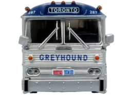 1964 MCI MC-5A Coach Bus "Greyhound Canada" White with Blue Stripes "Vintage Bus & Motorcoach Collection" Limited Edition to 504 pieces Worldwide 1/87 (HO) Diecast Model by Iconic Replicas