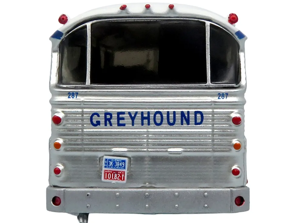 1964 MCI MC-5A Coach Bus "Greyhound Canada" White with Blue Stripes "Vintage Bus & Motorcoach Collection" Limited Edition to 504 pieces Worldwide 1/87 (HO) Diecast Model by Iconic Replicas