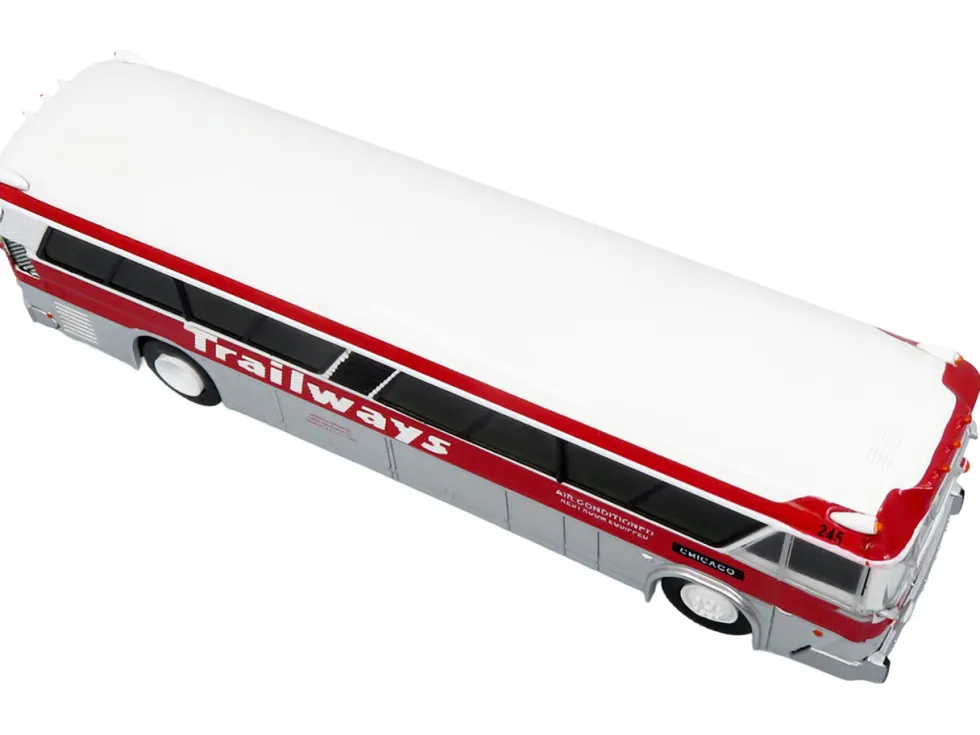 1964 MCI MC-5A Coach Bus "Trailways Chicago" White with Red Stripes "Vintage Bus & Motorcoach Collection" Limited Edition to 504 pieces Worldwide 1/87 (HO) Diecast Model by Iconic Replicas