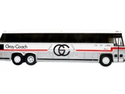 1980 MCI MC-9 Crusader II Intercity Coach Bus Toronto Guelph Ontario Canada Gray Coach Vintage Bus & Motorcoach Collection 1/87 HO Diecast Model Iconic Replicas 87-0330