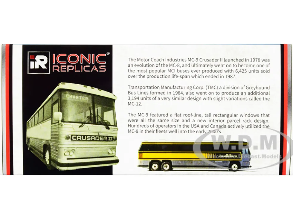 1980 MCI MC-9 Crusader II Intercity Coach Bus Toronto Guelph Ontario Canada Gray Coach Vintage Bus & Motorcoach Collection 1/87 HO Diecast Model Iconic Replicas 87-0330