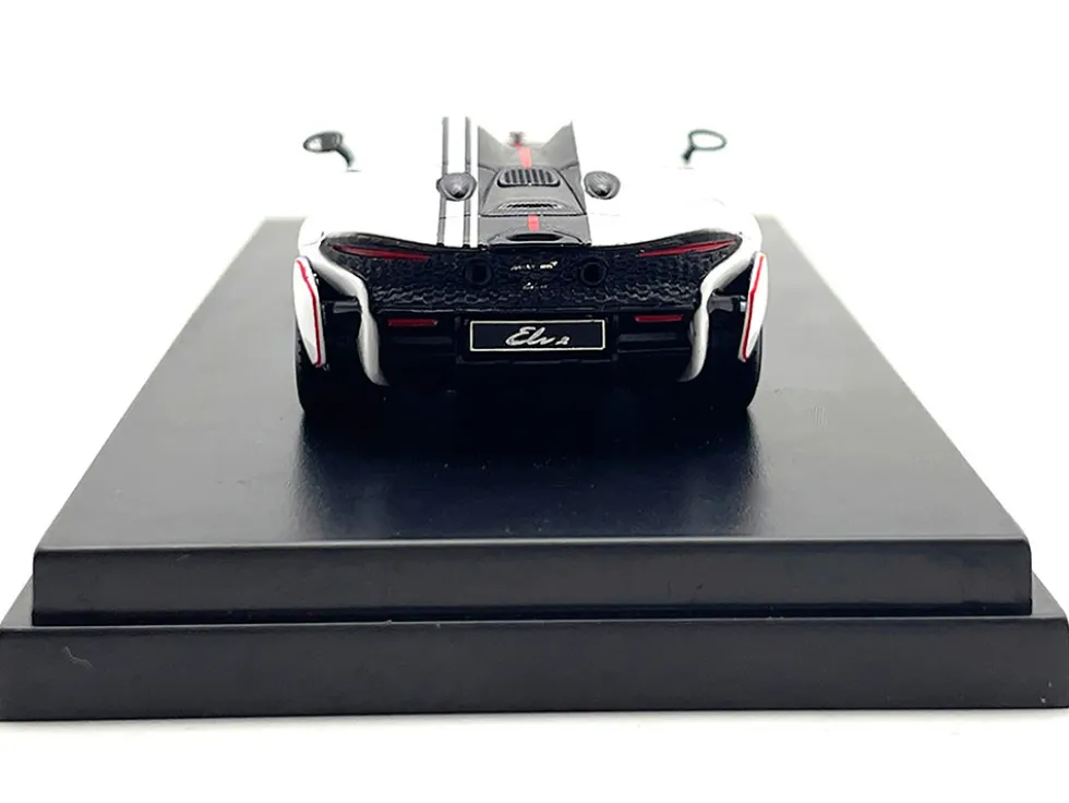 McLaren Elva Convertible White with Carbon and Red Stripes 1/64 Diecast Model Car LCD Models LCD64022BW